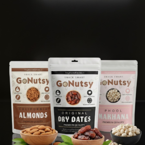 GoNutsy Superfood Trio – Phool Makhana, California Almonds & Dry Dates